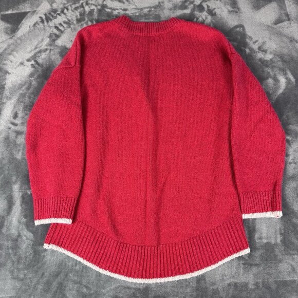 Old Navy Slouchy Cardigan Sweater Red Heart Button Front Cotton Womens M - Picture 8 of 9